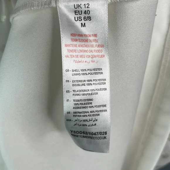 YUMI Ivory Gold Speckled Metallic Dress 2 Piece Sheer Sleeveless Coquette Size M - Picture 7 of 10